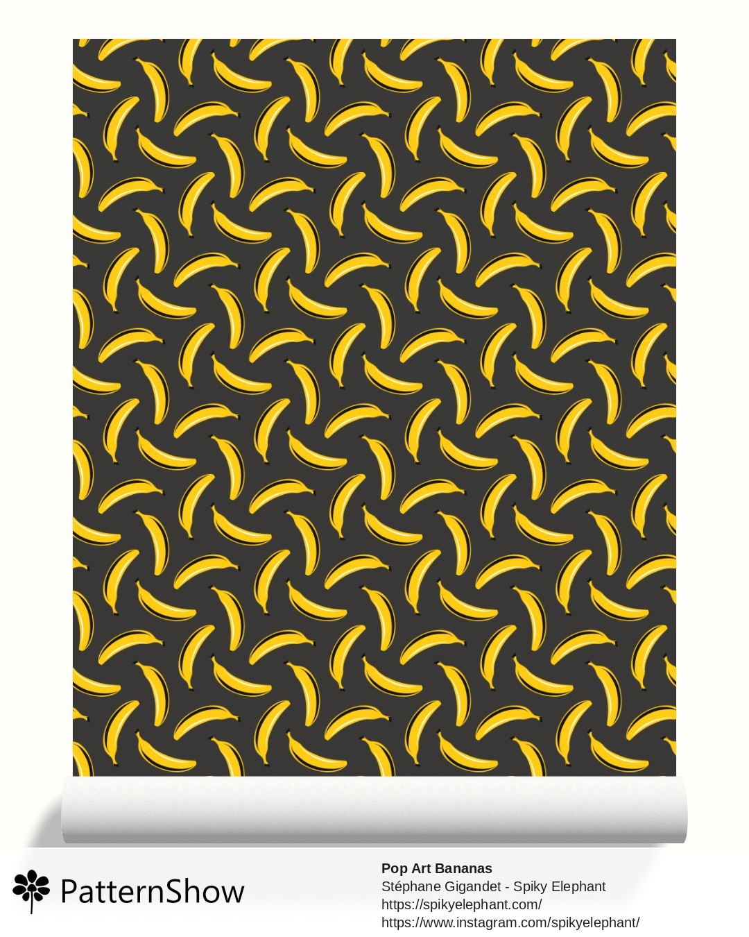 Pop Art Bananas wallpaper - Dark Grey Black