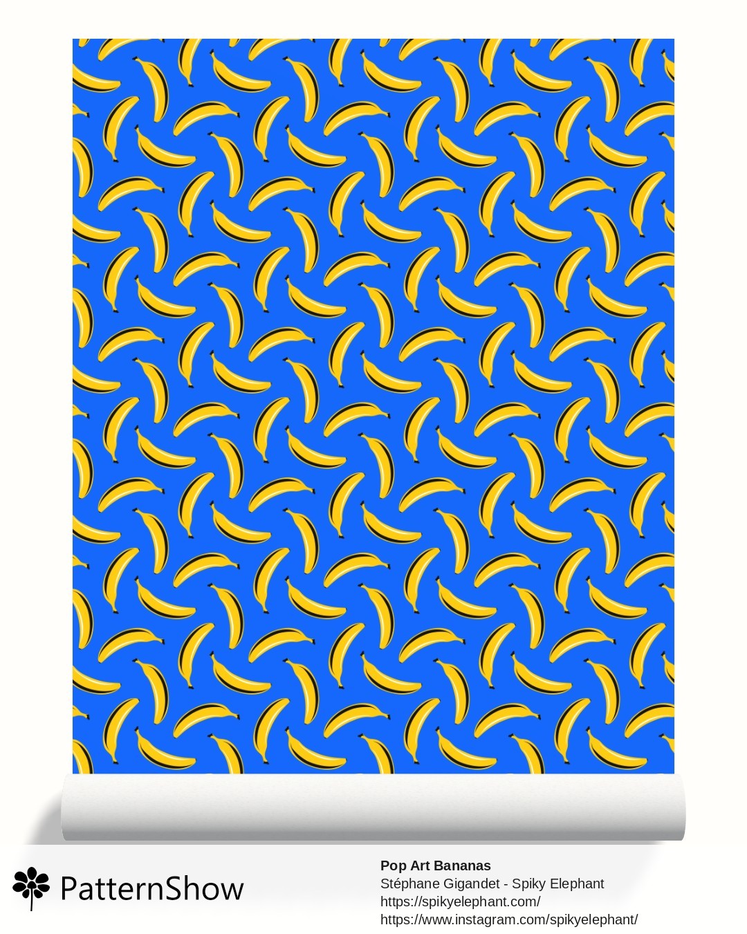 Pop Art Bananas wallpaper - Electric Blue