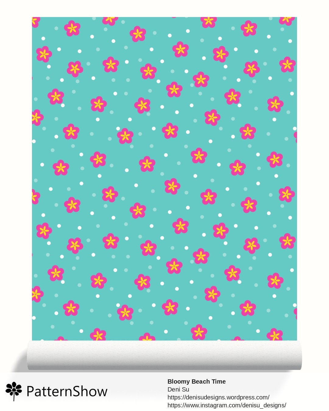 Bloomy Beach Time wallpaper - Turquoise Blue