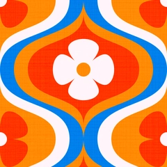 Retro Groovy Ogee Flowers - retro-groovy-ogee-flowers.blue-red-orange.3600x6000