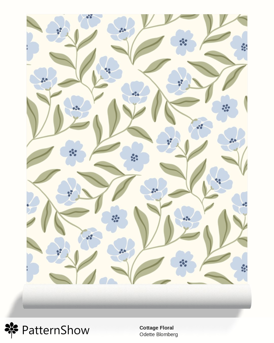 Cottage Floral wallpaper - Blue Cottage Floral
