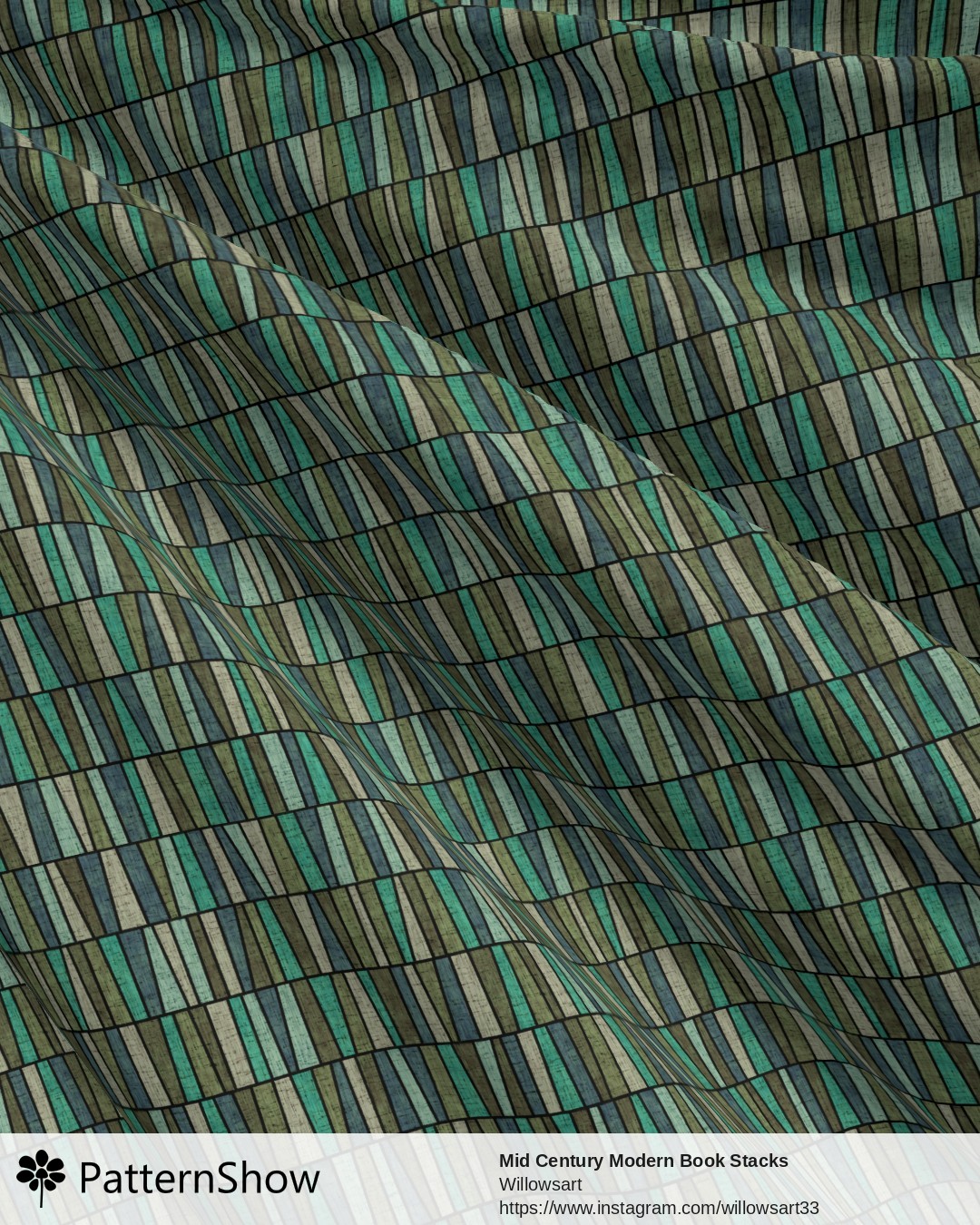 Mid Century Modern Book Stacks  - Green