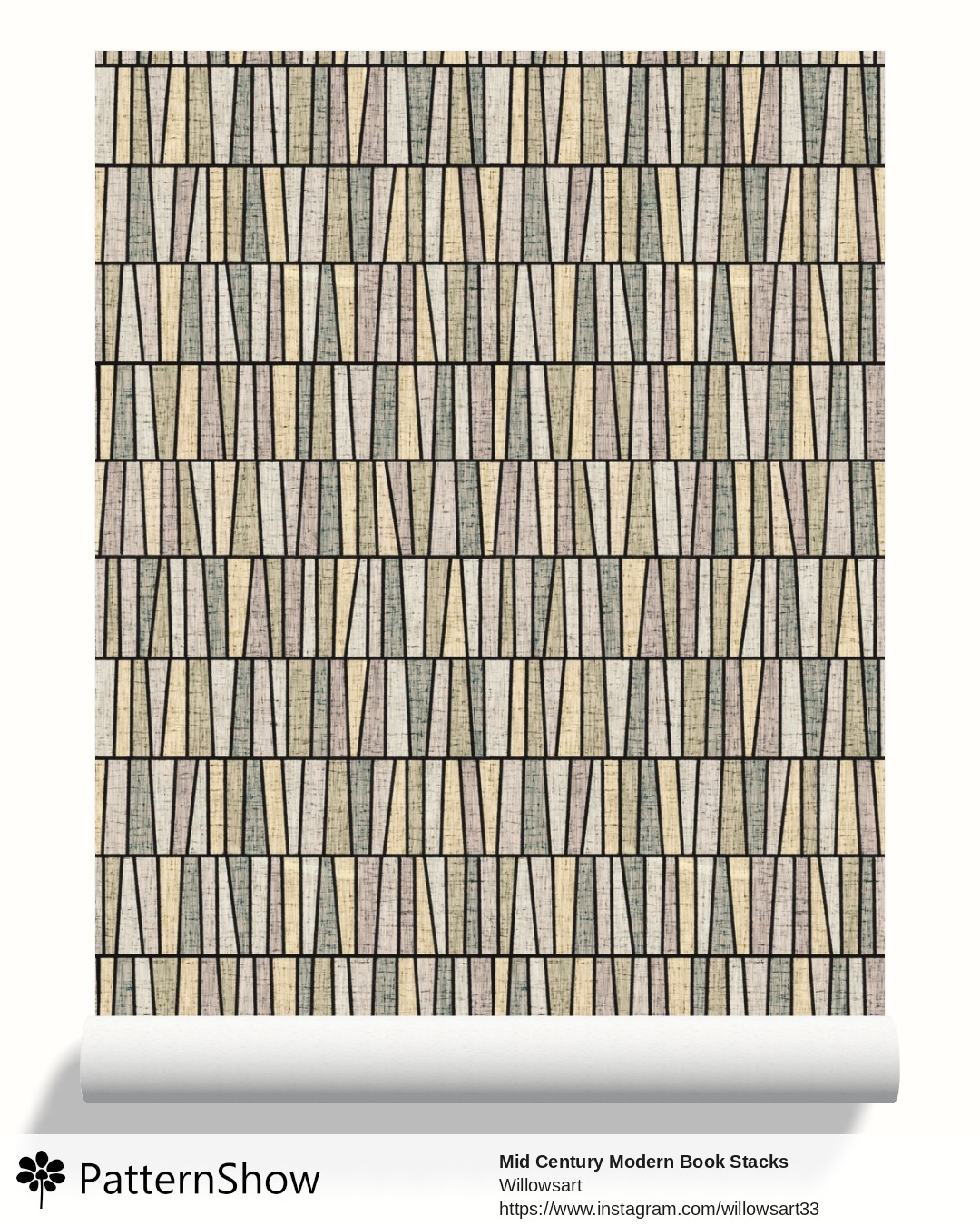 Mid Century Modern Book Stacks  wallpaper - Sand