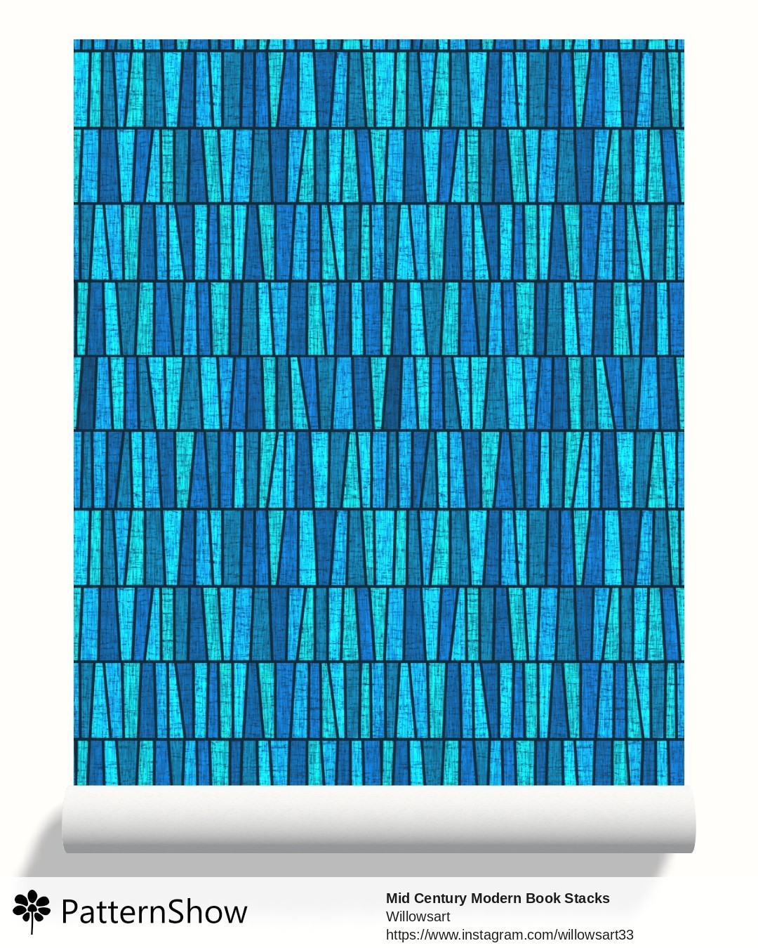 Mid Century Modern Book Stacks  wallpaper - Turquoise