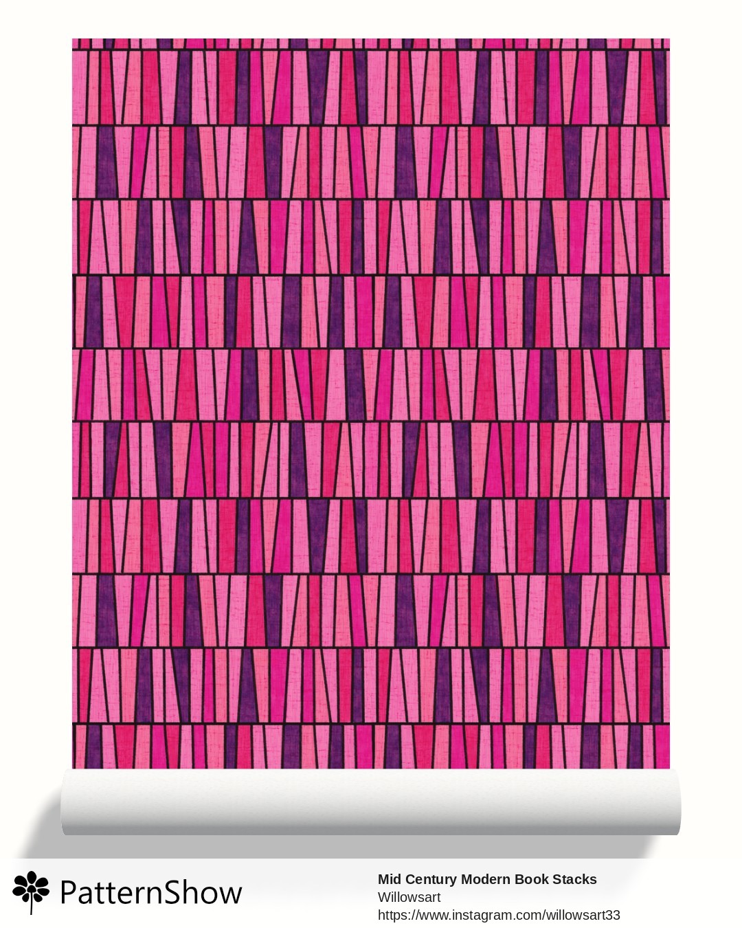 Mid Century Modern Book Stacks  wallpaper - Pink