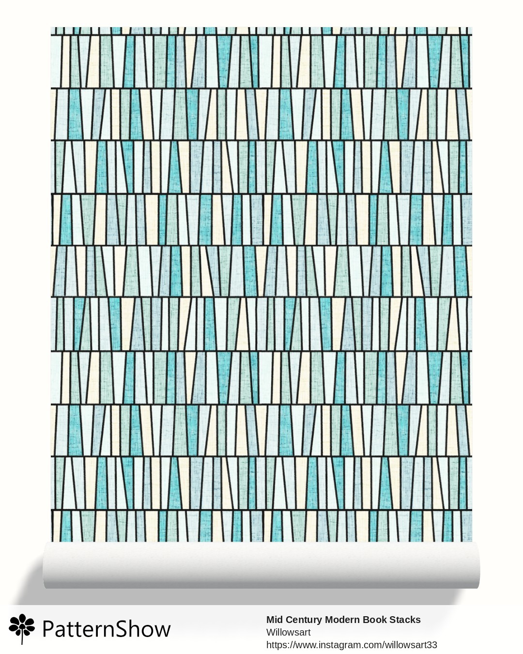 Mid Century Modern Book Stacks  wallpaper - Light Multi