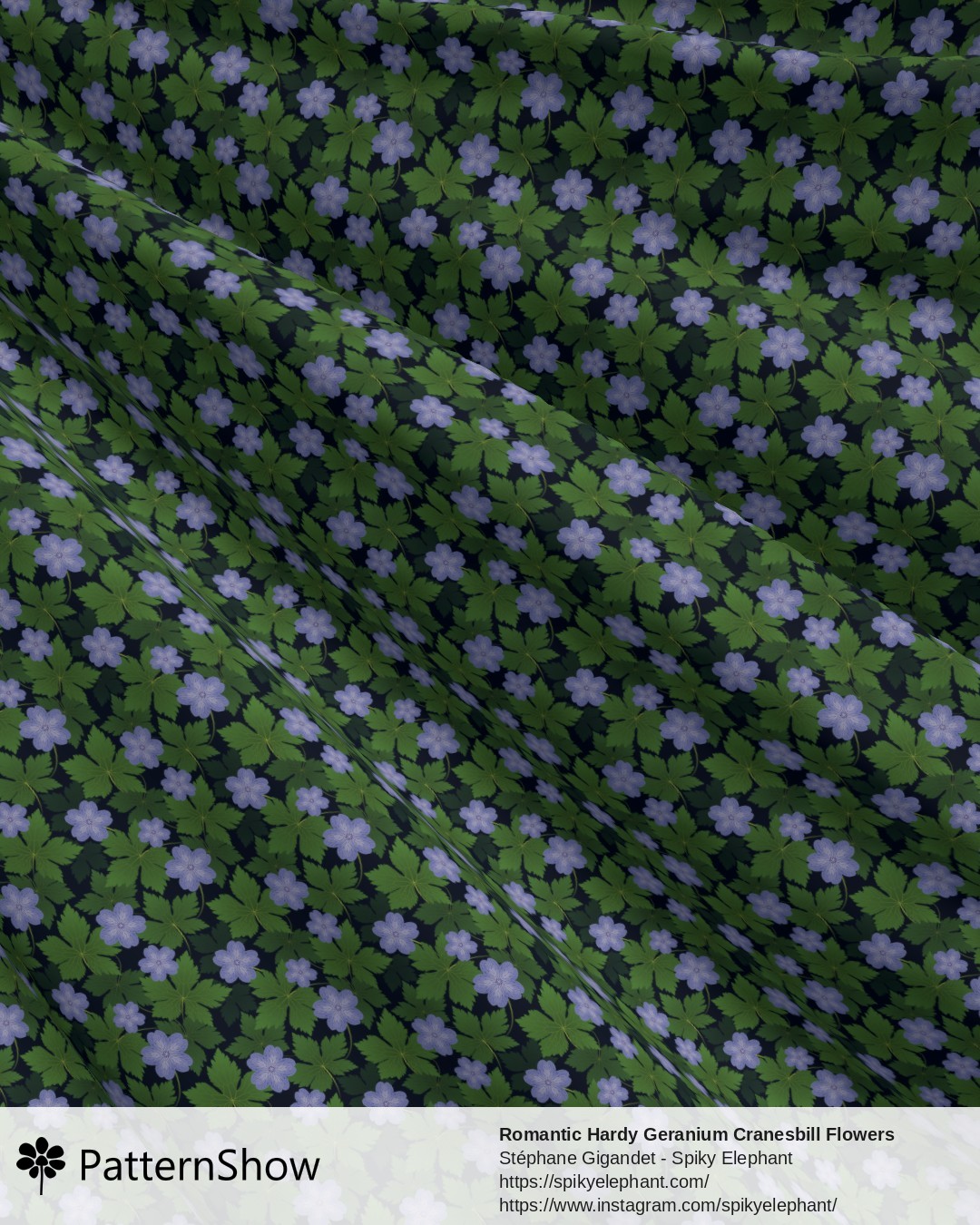 Romantic Hardy Geranium Cranesbill Flowers with Delicate Leaves - Blue Flowers Dark Navy Blue Background