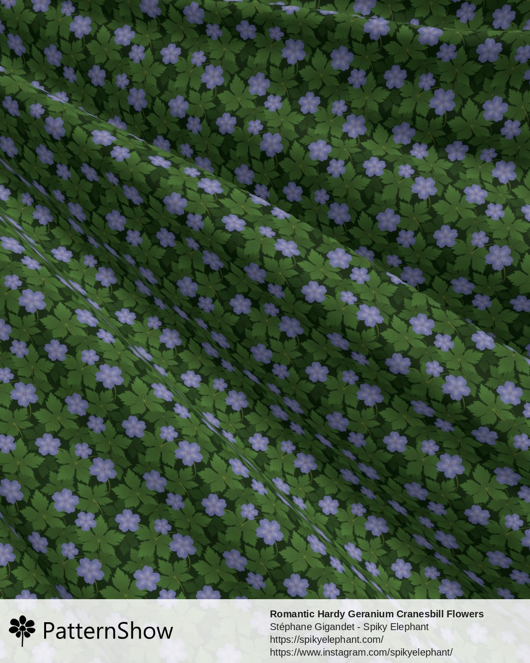 Romantic Hardy Geranium Cranesbill Flowers with Delicate Leaves - Blue Flowers Garden Green Background