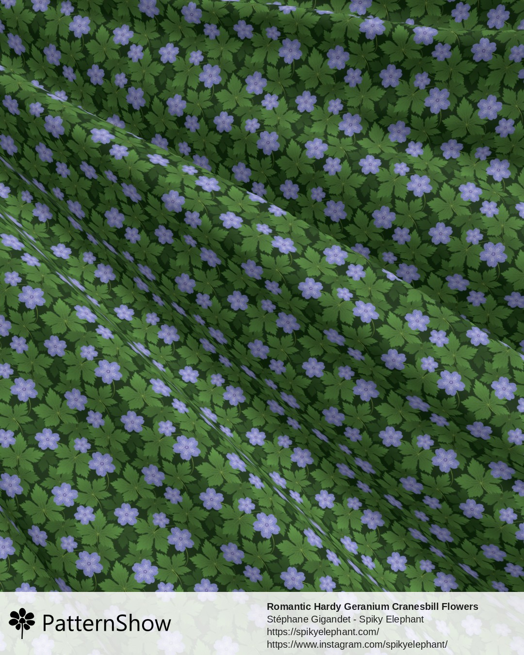Romantic Hardy Geranium Cranesbill Flowers with Delicate Leaves - Blue Flowers Garden Green Background