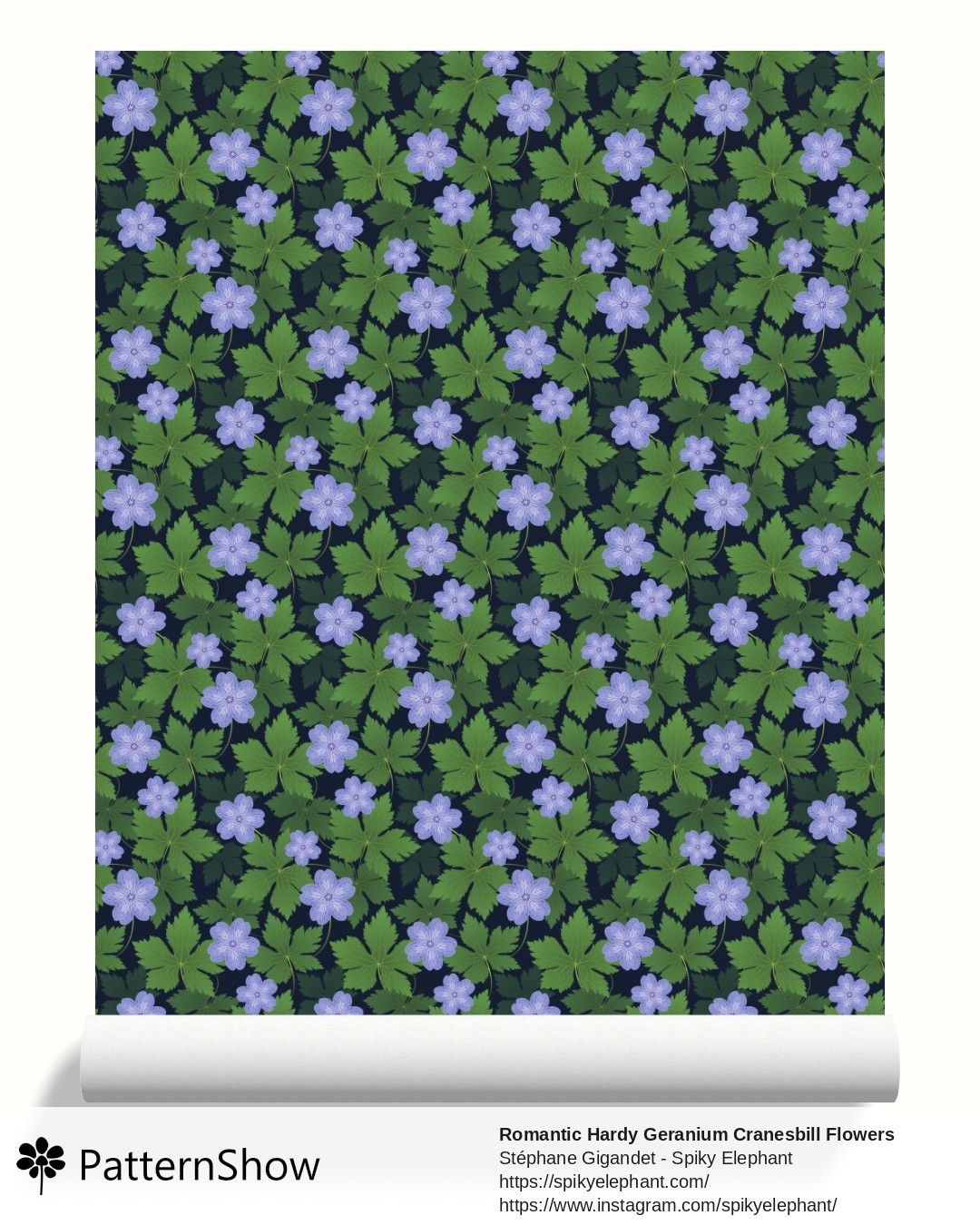 Romantic Hardy Geranium Cranesbill Flowers with Delicate Leaves wallpaper - Blue Flowers Dark Navy Blue Background