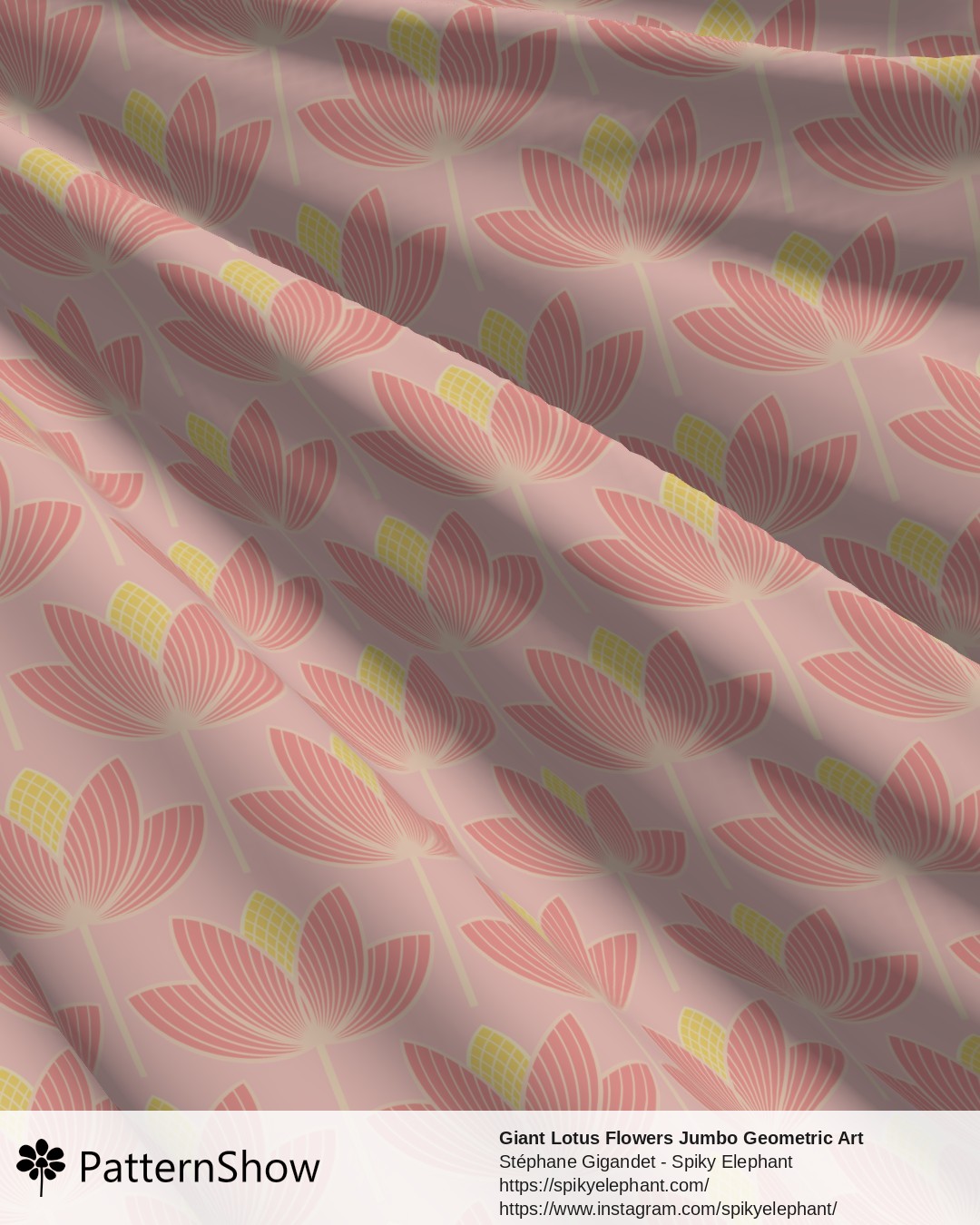Giant Lotus Flowers Jumbo Geometric Art Deco Floral - Rose Pink Peach Yellow