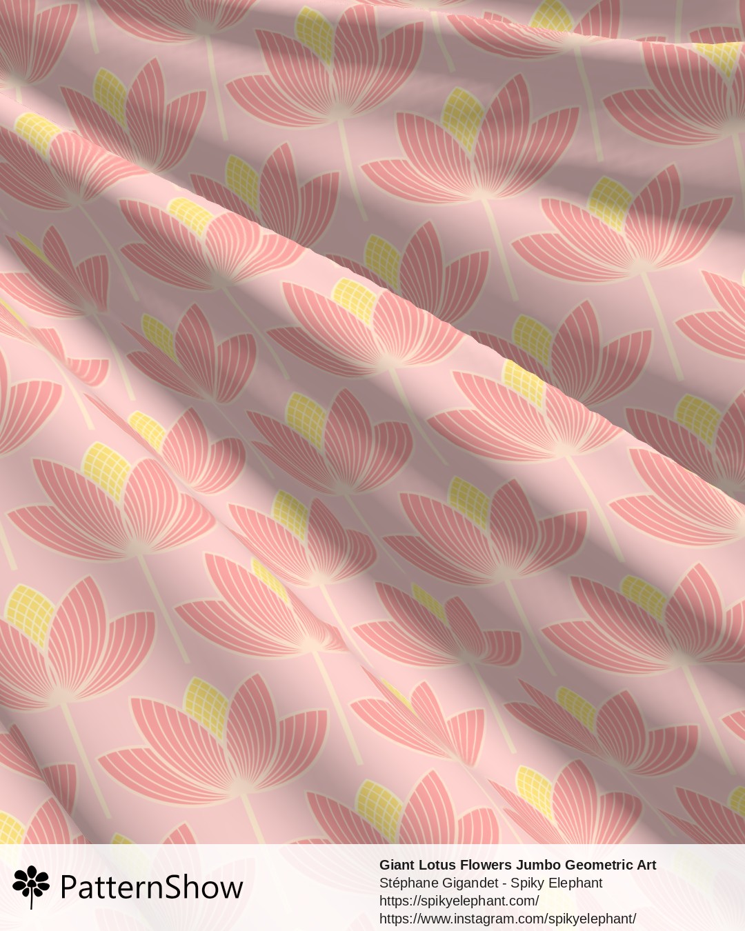 Giant Lotus Flowers Jumbo Geometric Art Deco Floral - Rose Pink Peach Yellow