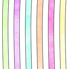Watercolor Stripes Rainbow White - Rainbow Pastel Colors on White
