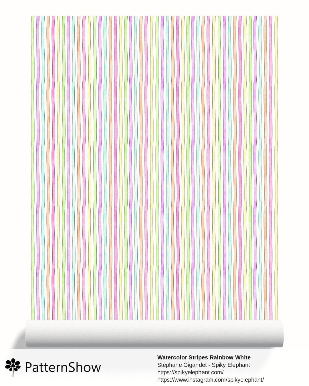 Watercolor Stripes Rainbow White wallpaper - Rainbow Pastel Colors on White