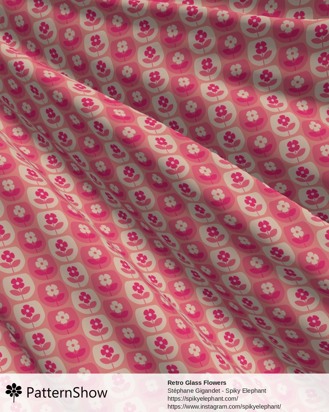 Retro Glass Flowers - retro-glass-flowers.rose-magenta-pink-cream.3600x3600