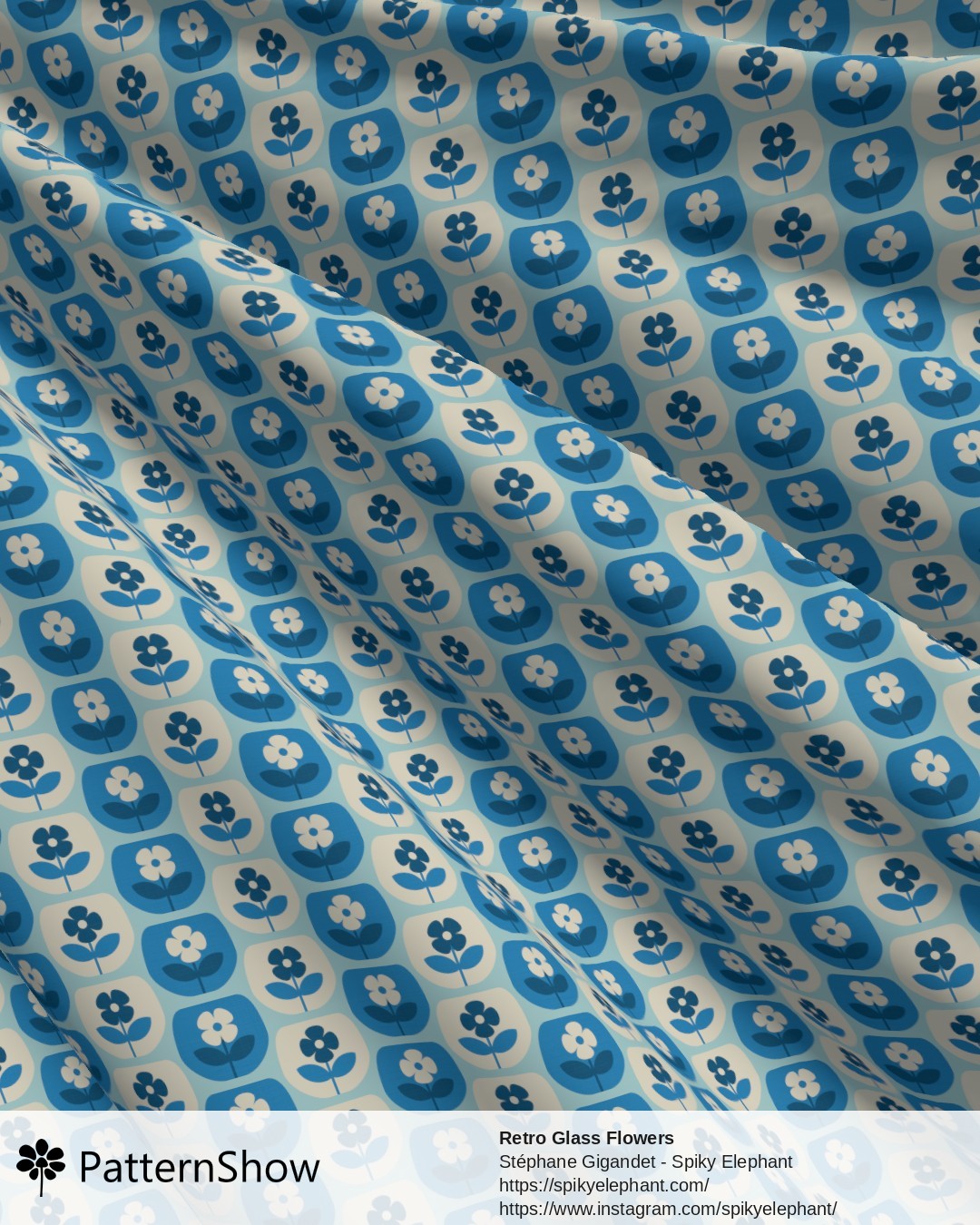 Retro Glass Flowers - retro-glass-flowers.blue-cream.3600x3600