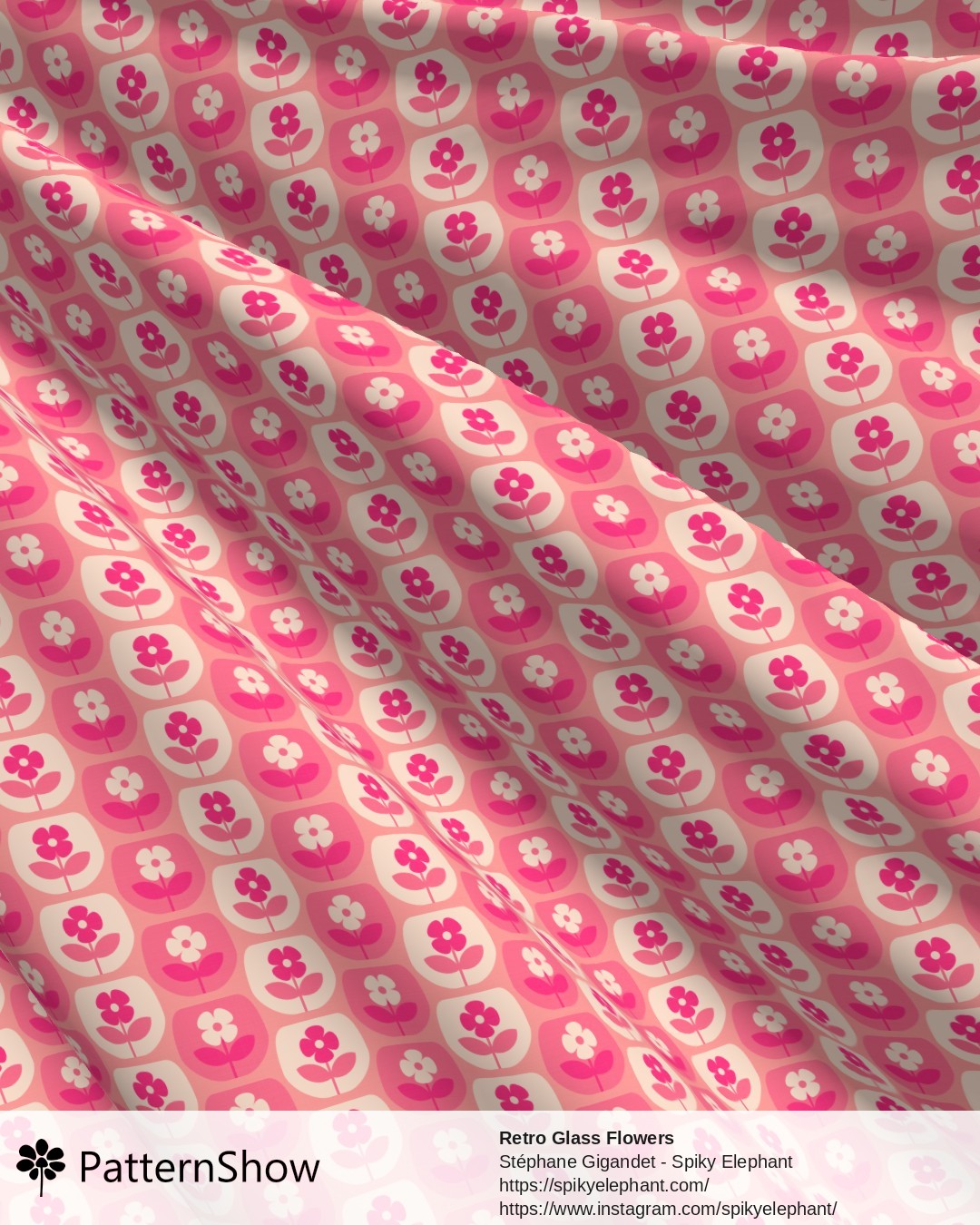 Retro Glass Flowers - retro-glass-flowers.rose-magenta-pink-cream.3600x3600