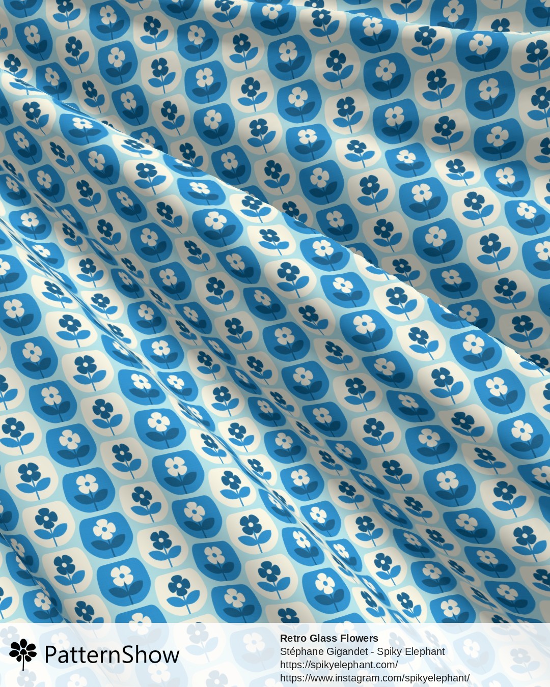 Retro Glass Flowers - retro-glass-flowers.blue-cream.3600x3600