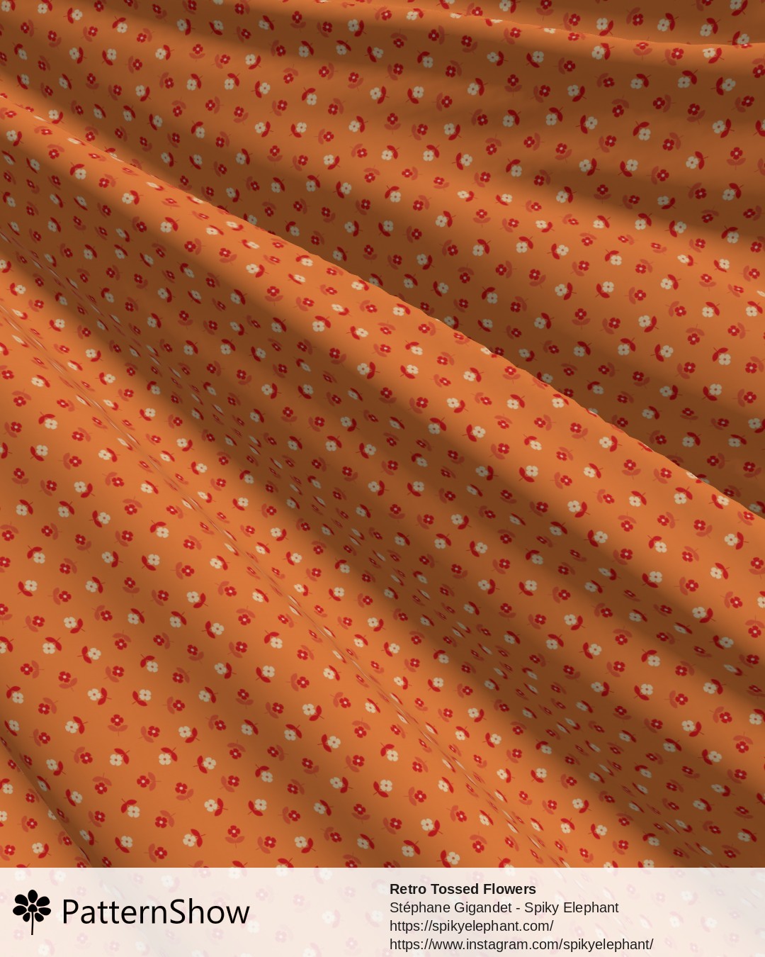 Retro Tossed Flowers - Peach Salmon Red Cream