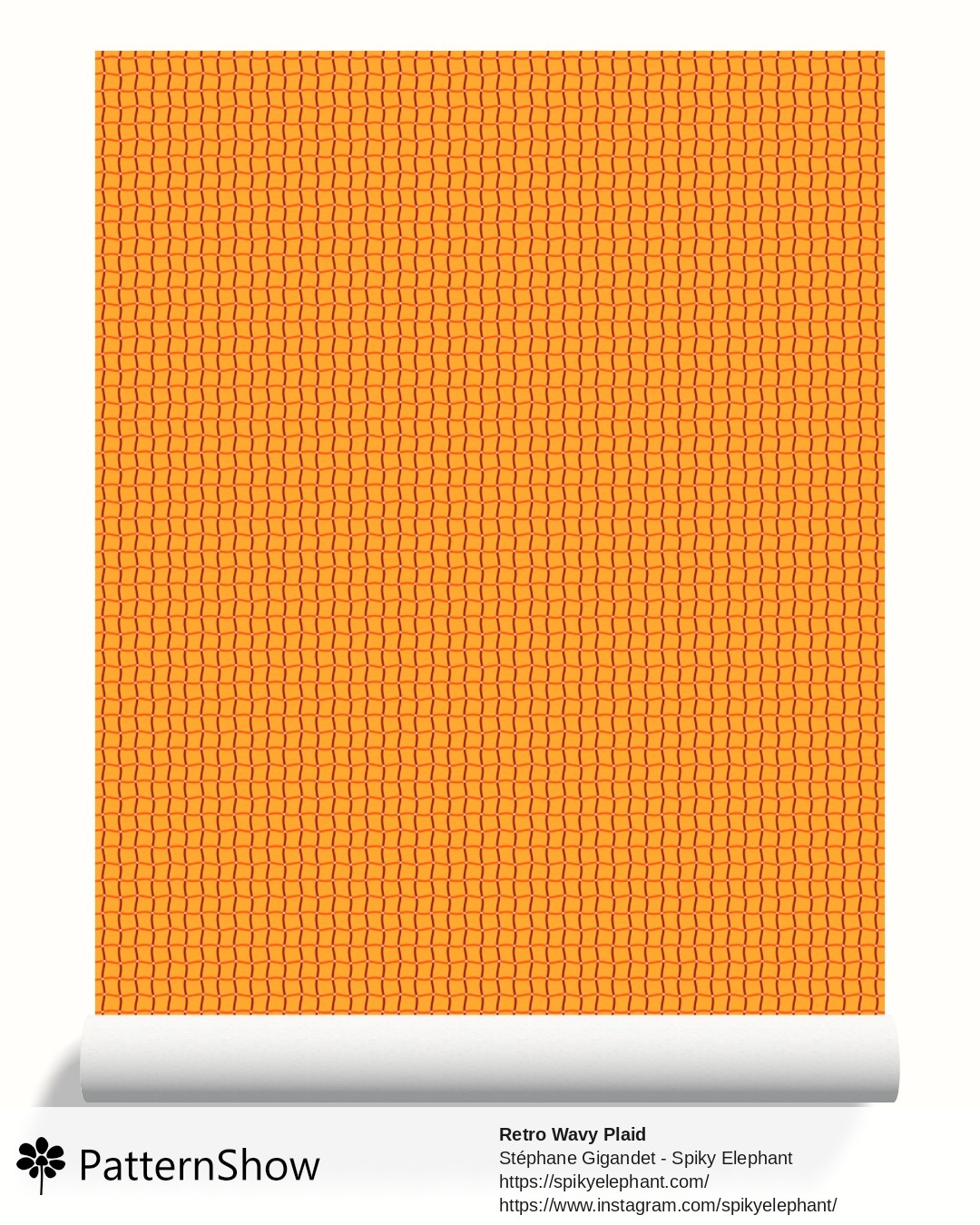 Retro Wavy Plaid wallpaper - retro-groovy-gingham.yellow-orange-brown-cream.3600x3600