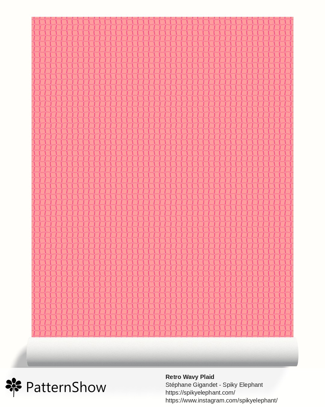 Retro Wavy Plaid wallpaper - retro-groovy-gingham.rose-magenta-pink-cream.3600x3600
