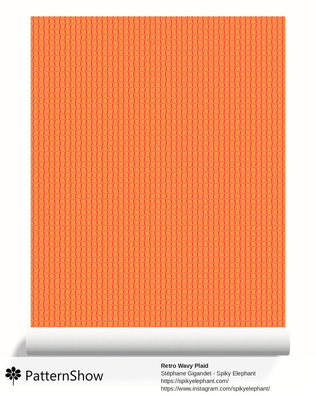 Retro Wavy Plaid wallpaper - retro-groovy-gingham.peach-salmon-red-cream.3600x3600