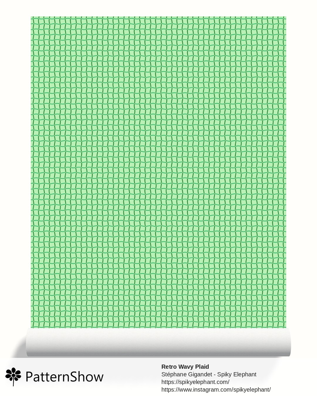 Retro Wavy Plaid wallpaper - retro-groovy-gingham.green-cream.3600x3600