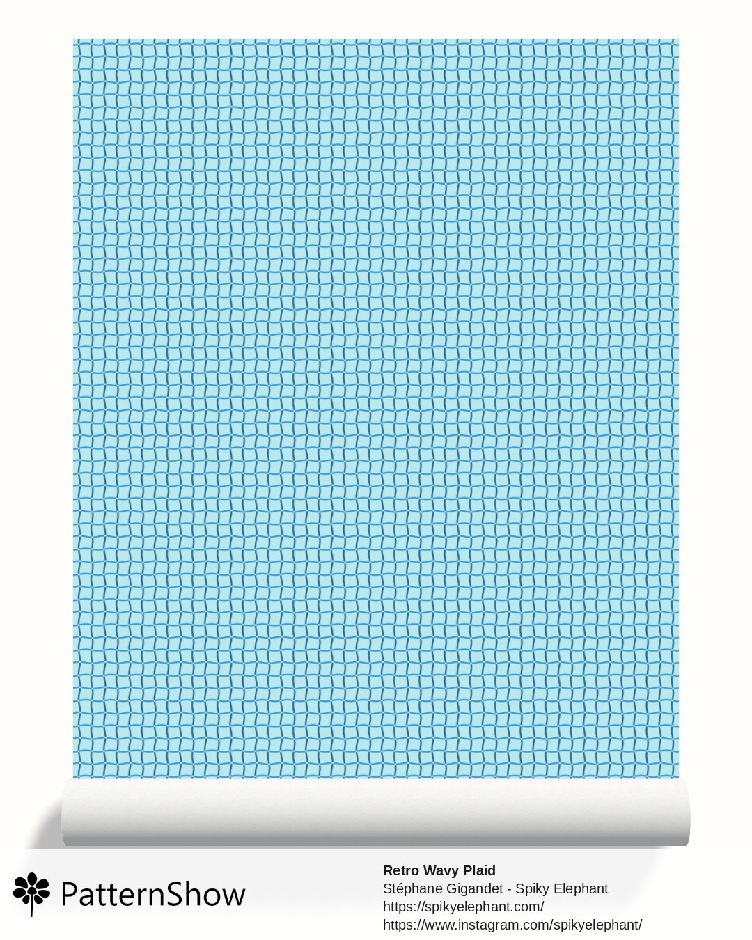 Retro Wavy Plaid wallpaper - retro-groovy-gingham.blue-cream.3600x3600