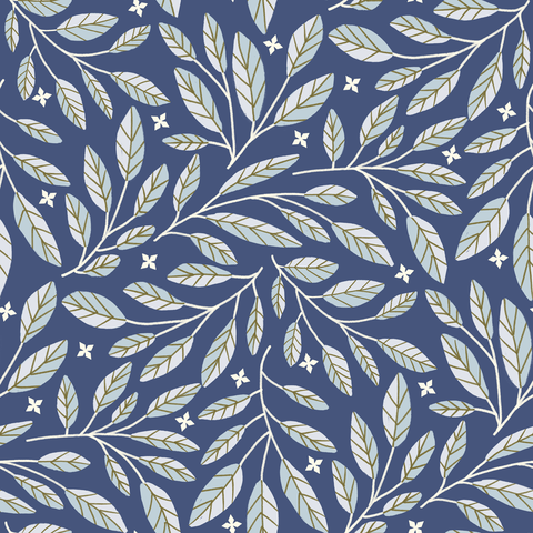 S25-63Med blue-PB french country leaves