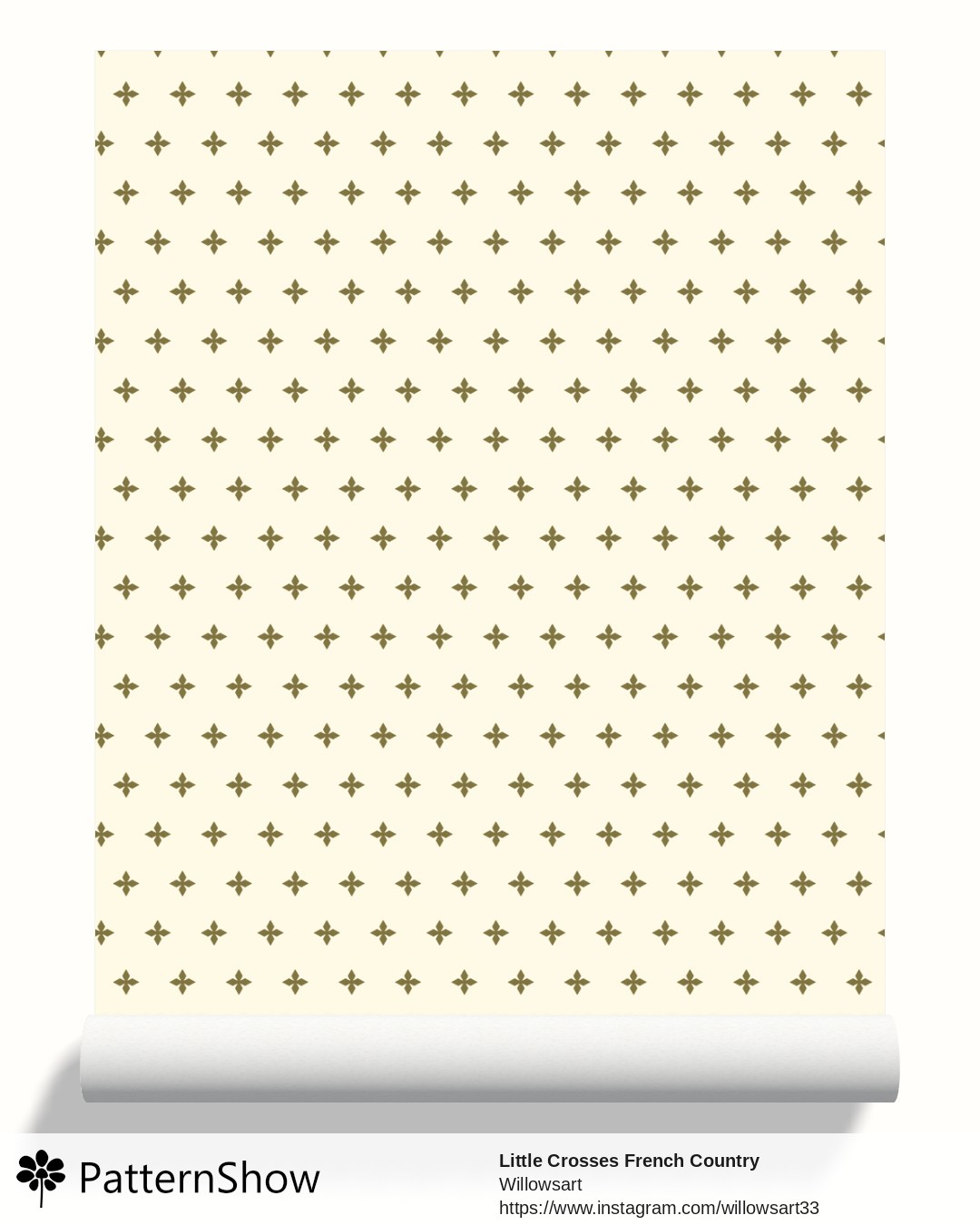 Little Crosses French Country wallpaper - Gold on Cream