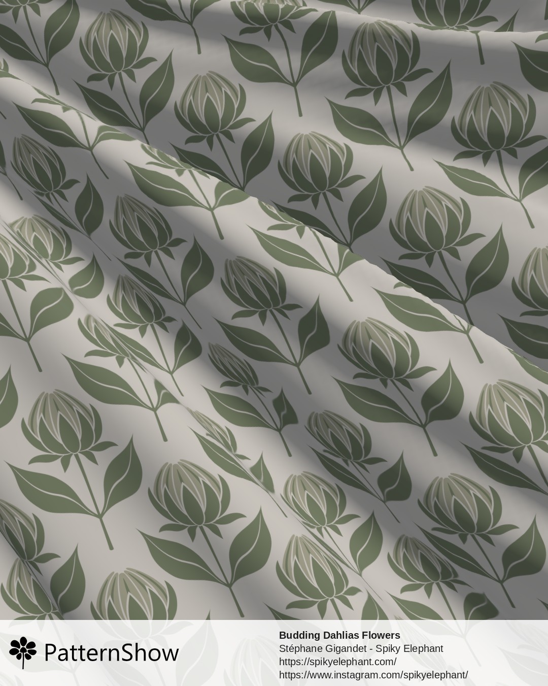 Budding Dahlias Flowers - budding-dahlias.sage-green-cream.3600x3600