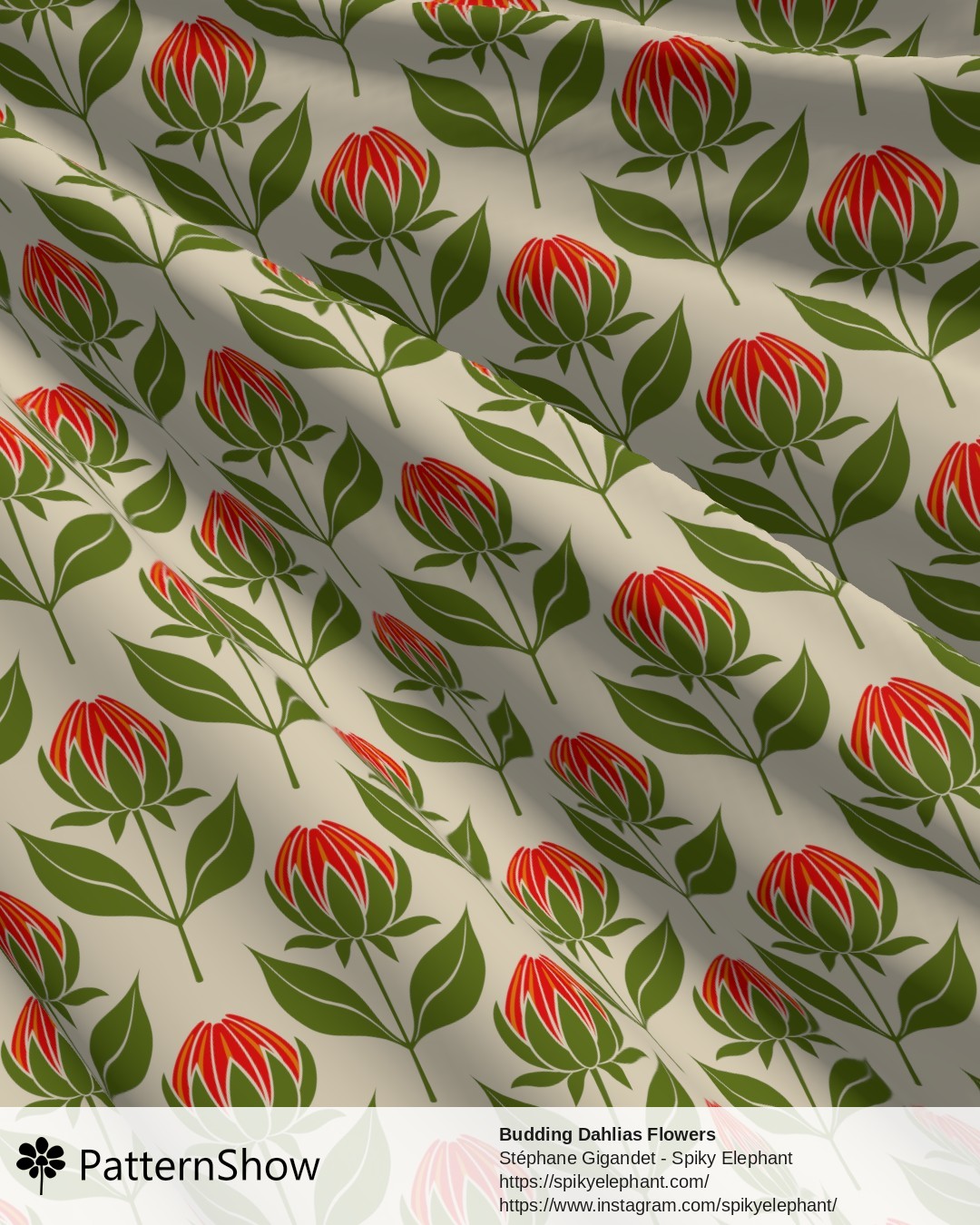 Budding Dahlias Flowers - budding-dahlias.red-orange-yellow-cream.3600x3600