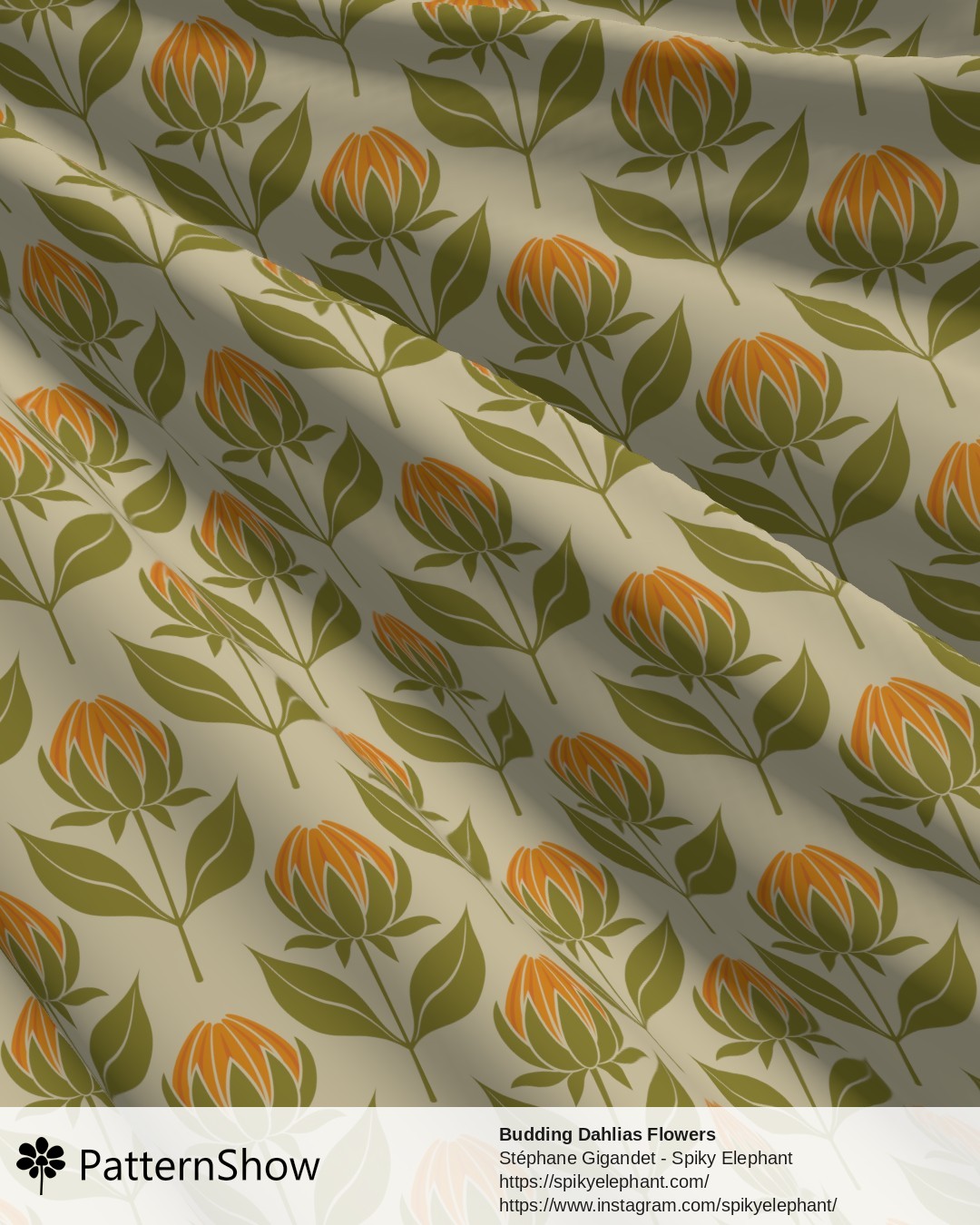 Budding Dahlias Flowers - budding-dahlias.orange-yellow-cream.3600x3600