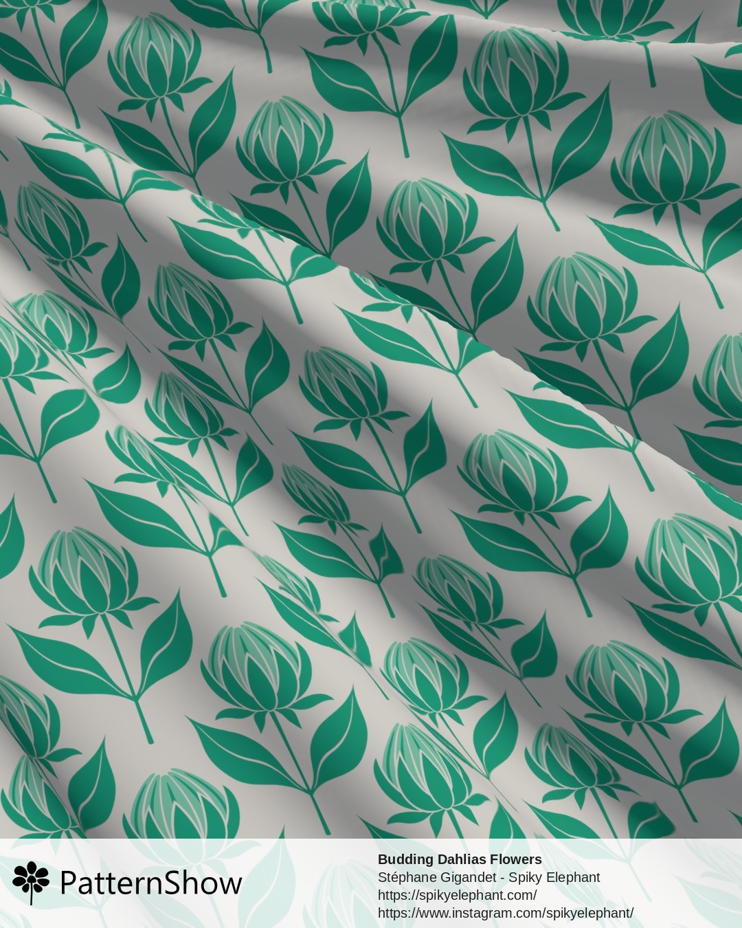 Budding Dahlias Flowers - budding-dahlias.mint-emerald-green-blue-cream.3600x3600