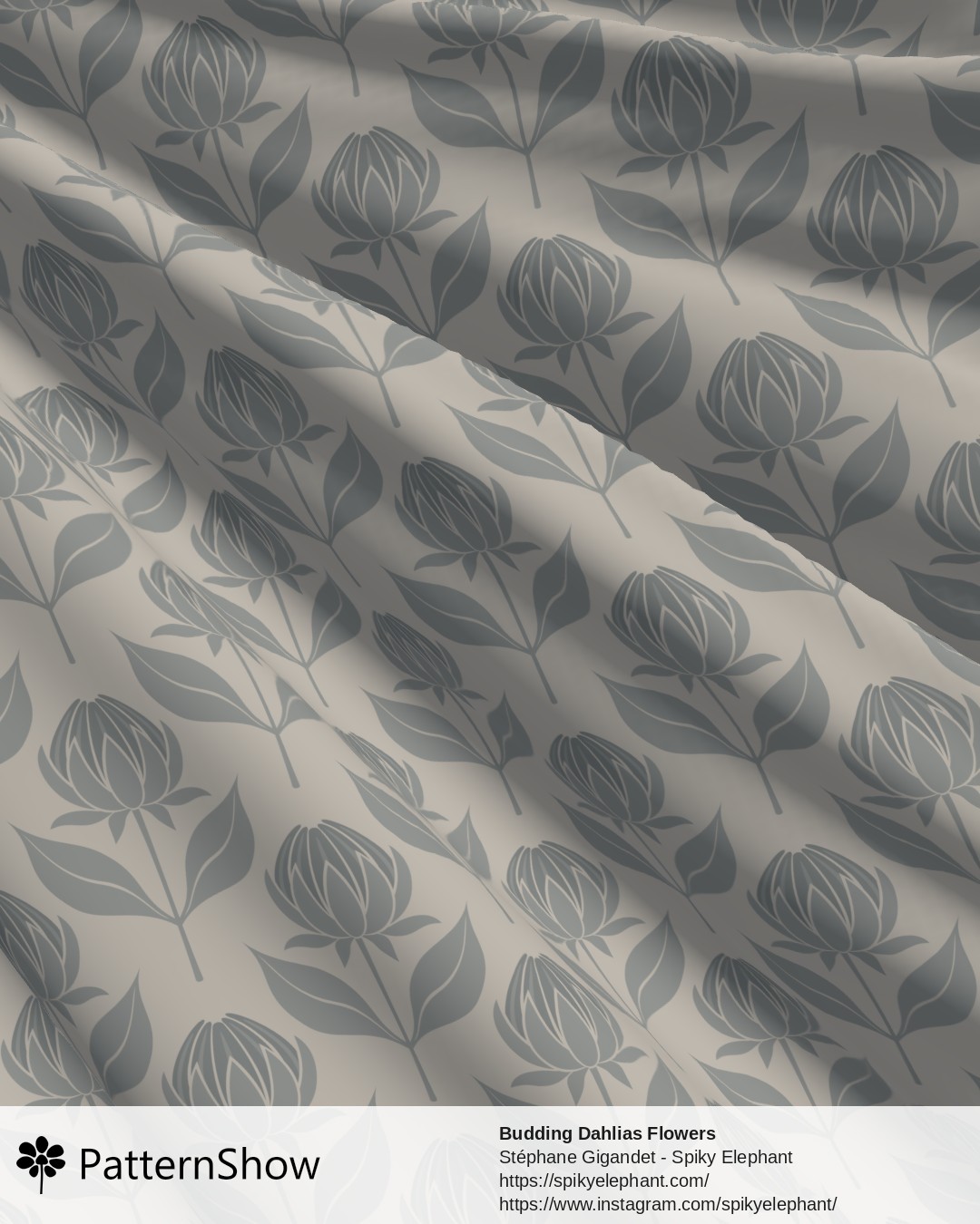 Budding Dahlias Flowers - budding-dahlias.grey-blue-beige-cream.3600x3600