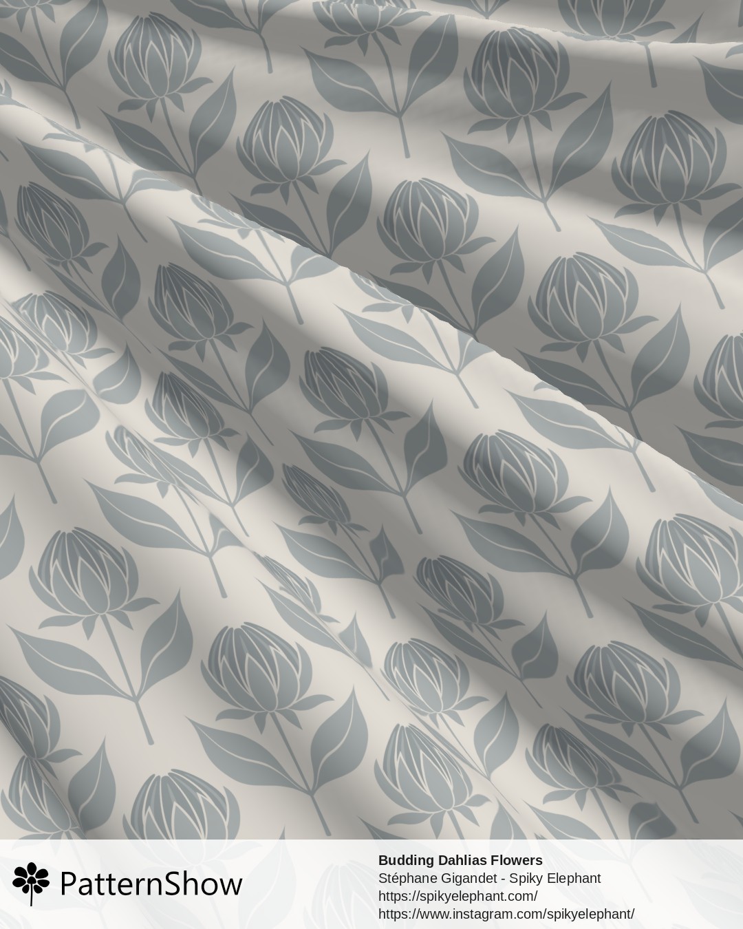 Budding Dahlias Flowers - budding-dahlias.grey-blue-beige-cream.3600x3600