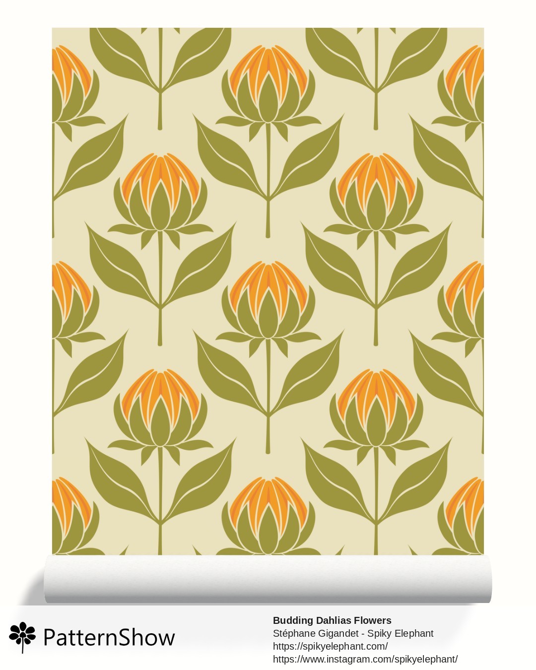 Budding Dahlias Flowers wallpaper - budding-dahlias.orange-yellow-cream.3600x3600
