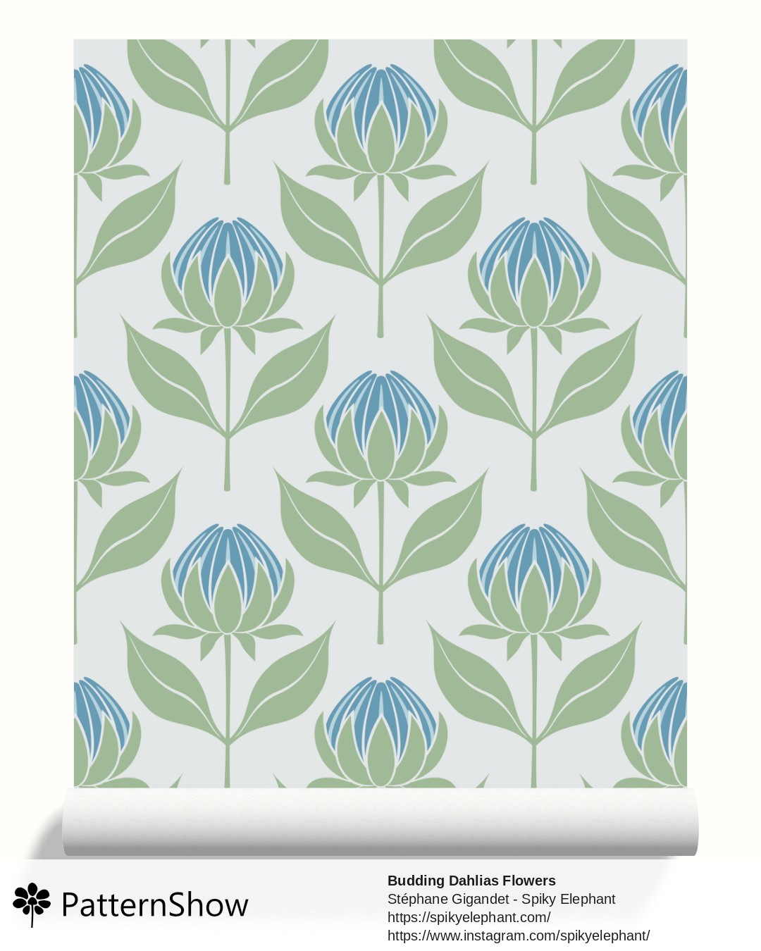 Budding Dahlias Flowers wallpaper - budding-dahlias.blue-cream.3600x3600