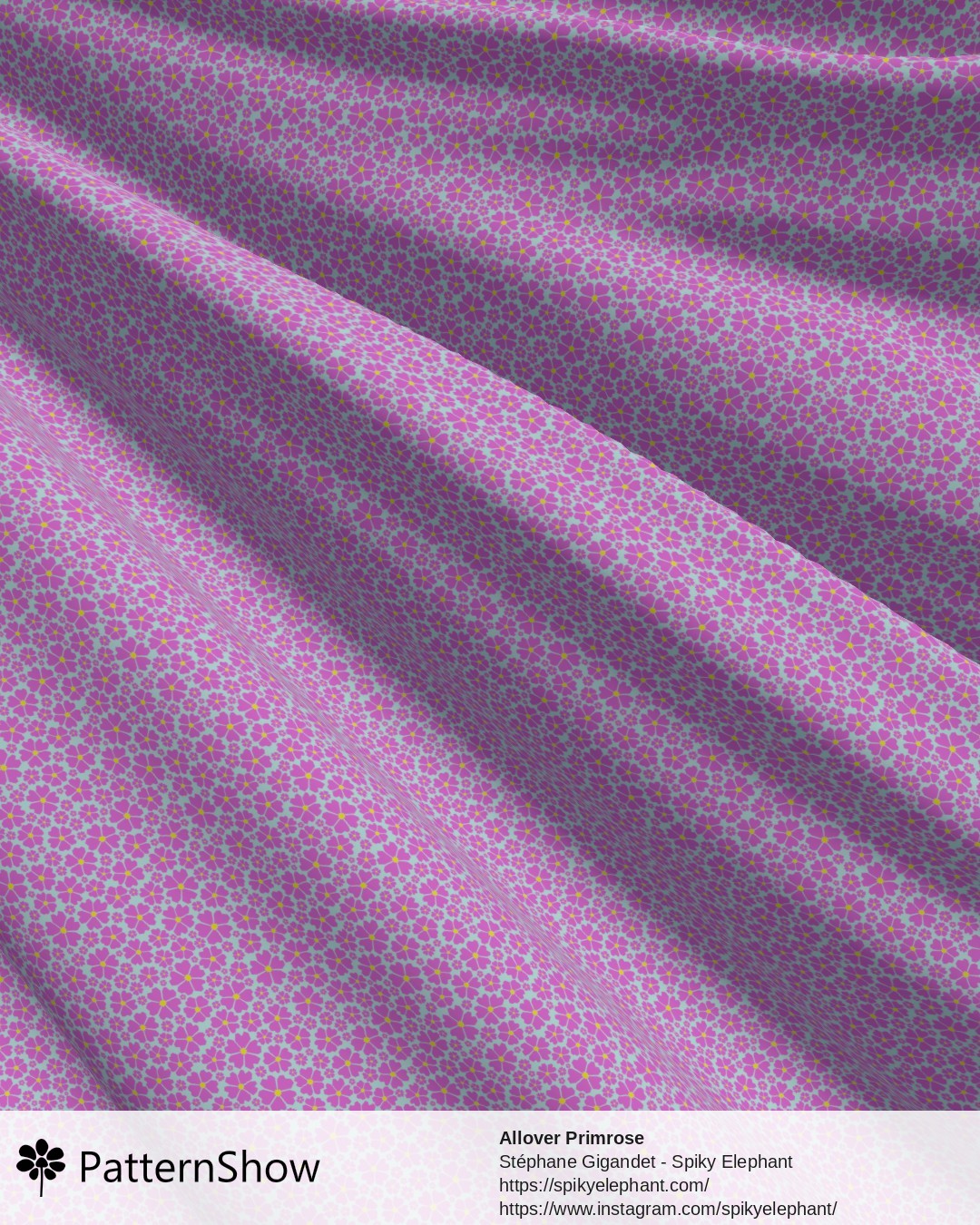 Allover Primrose - Pink on Turquoise