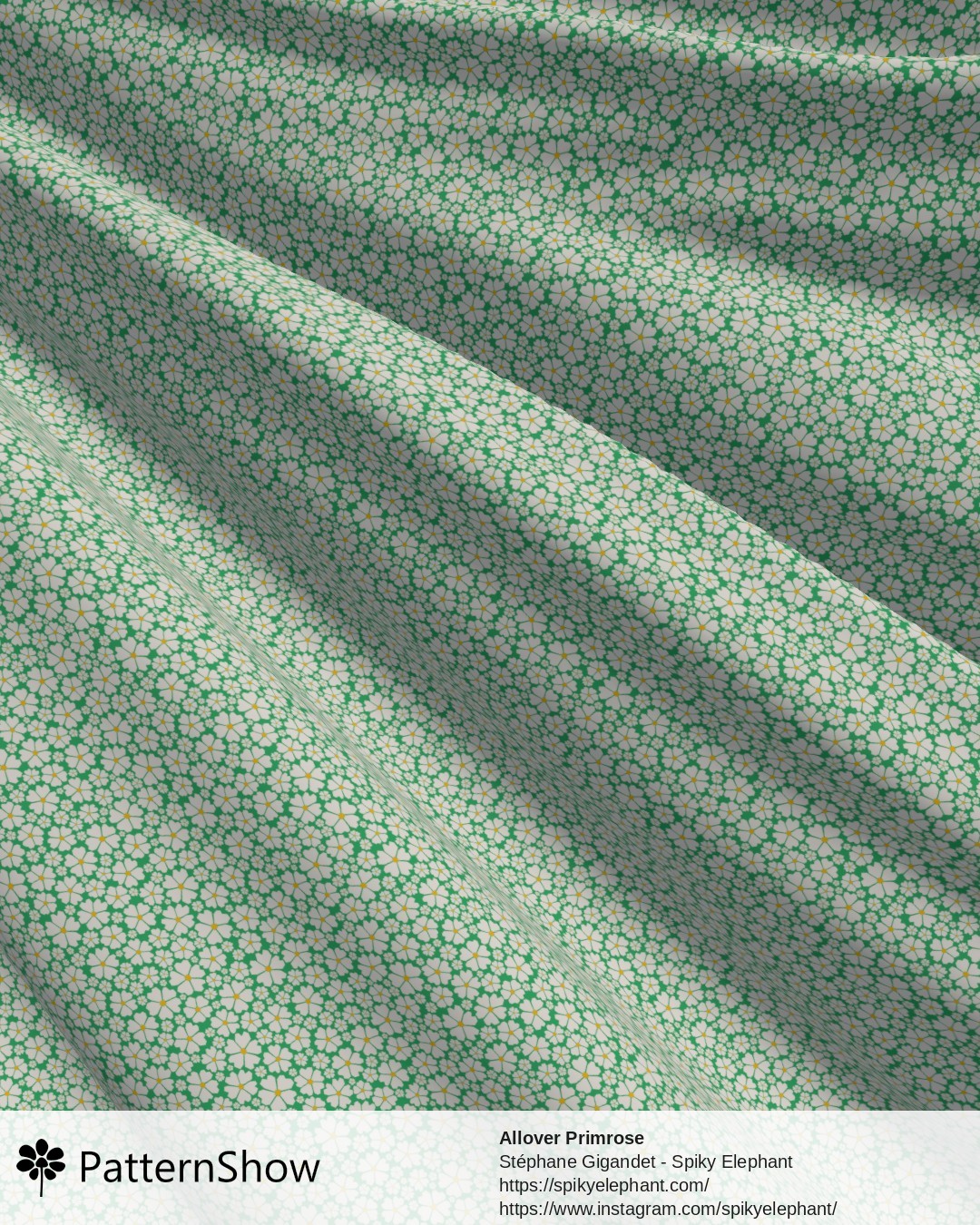 Allover Primrose - White on Forest Green