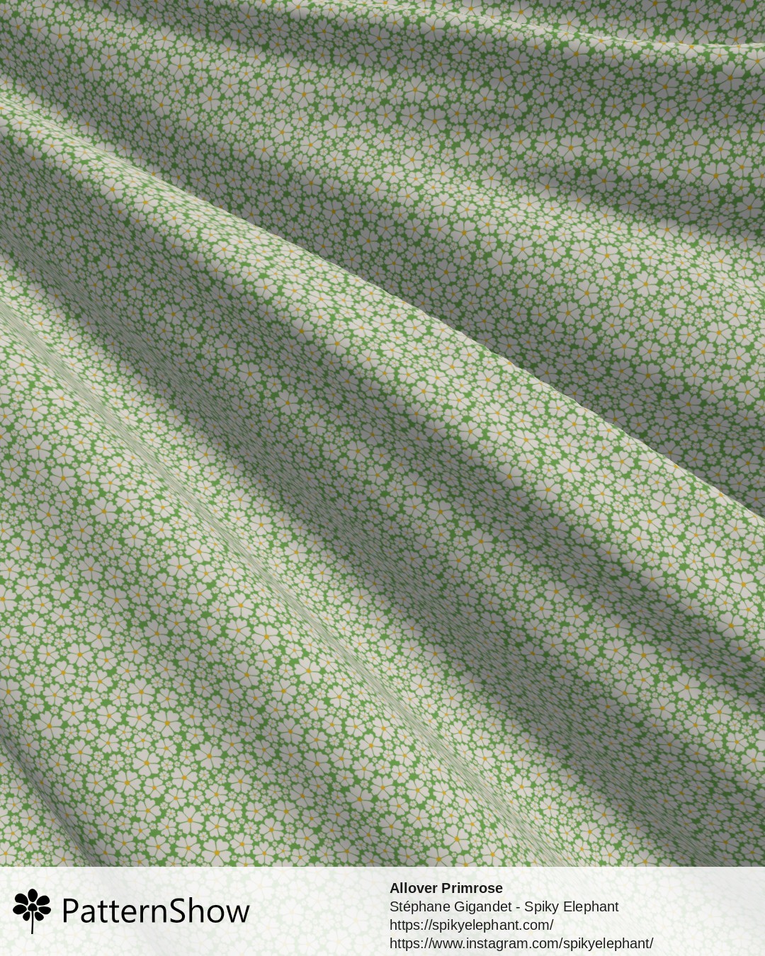 Allover Primrose - White on Garden Green