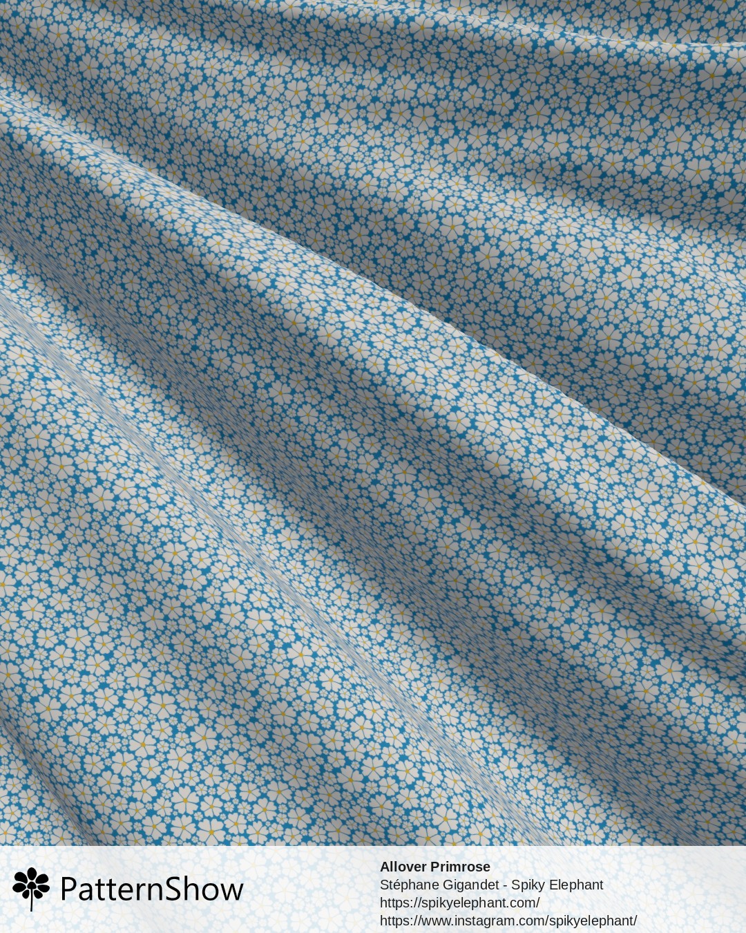 Allover Primrose - White on Sky Blue