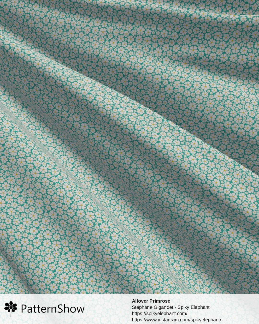 Allover Primrose - White on Teal
