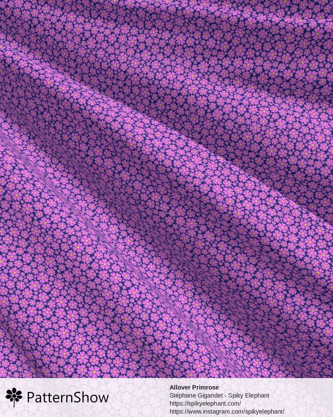 Allover Primrose - Pink on Navy Blue