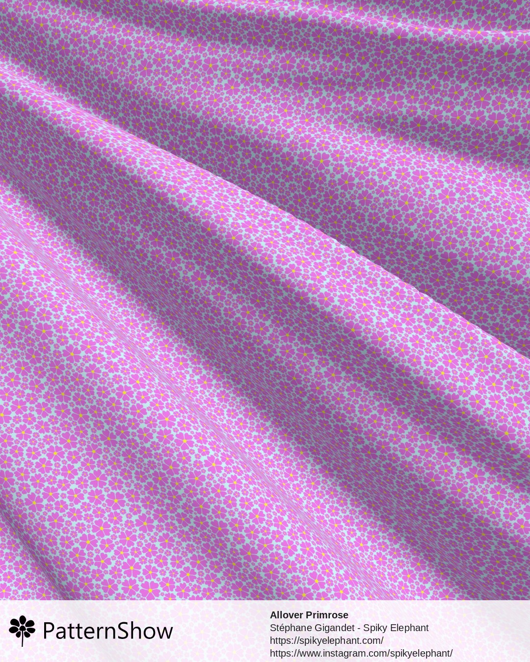Allover Primrose - Pink on Turquoise