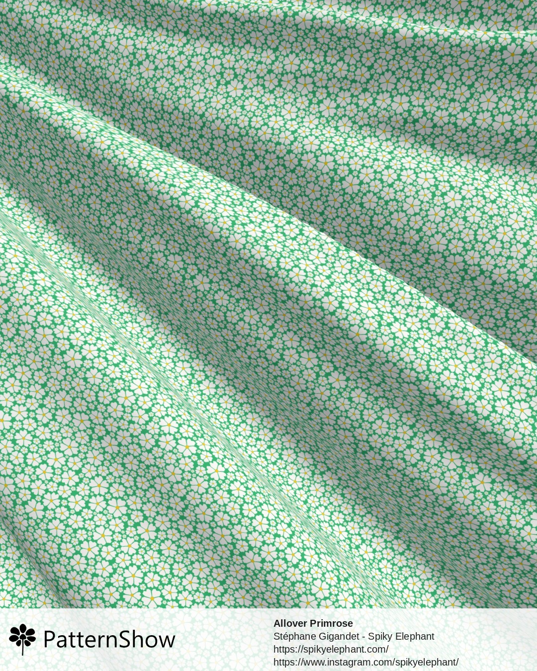 Allover Primrose - White on Forest Green