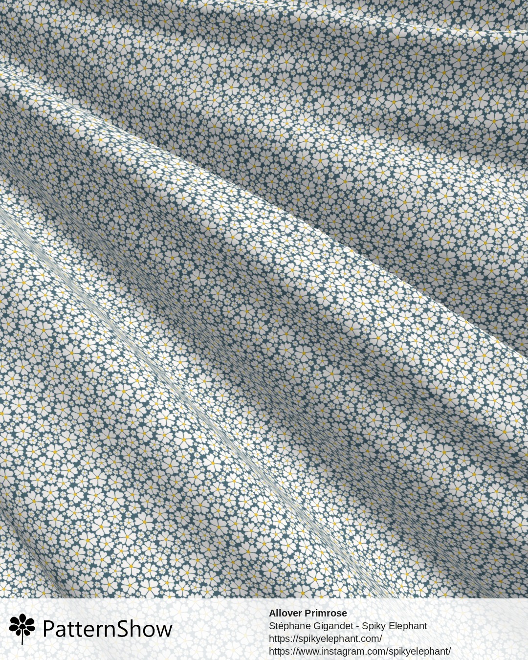 Allover Primrose - White on Grey