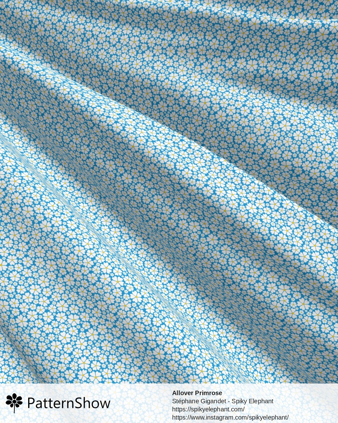 Allover Primrose - White on Sky Blue