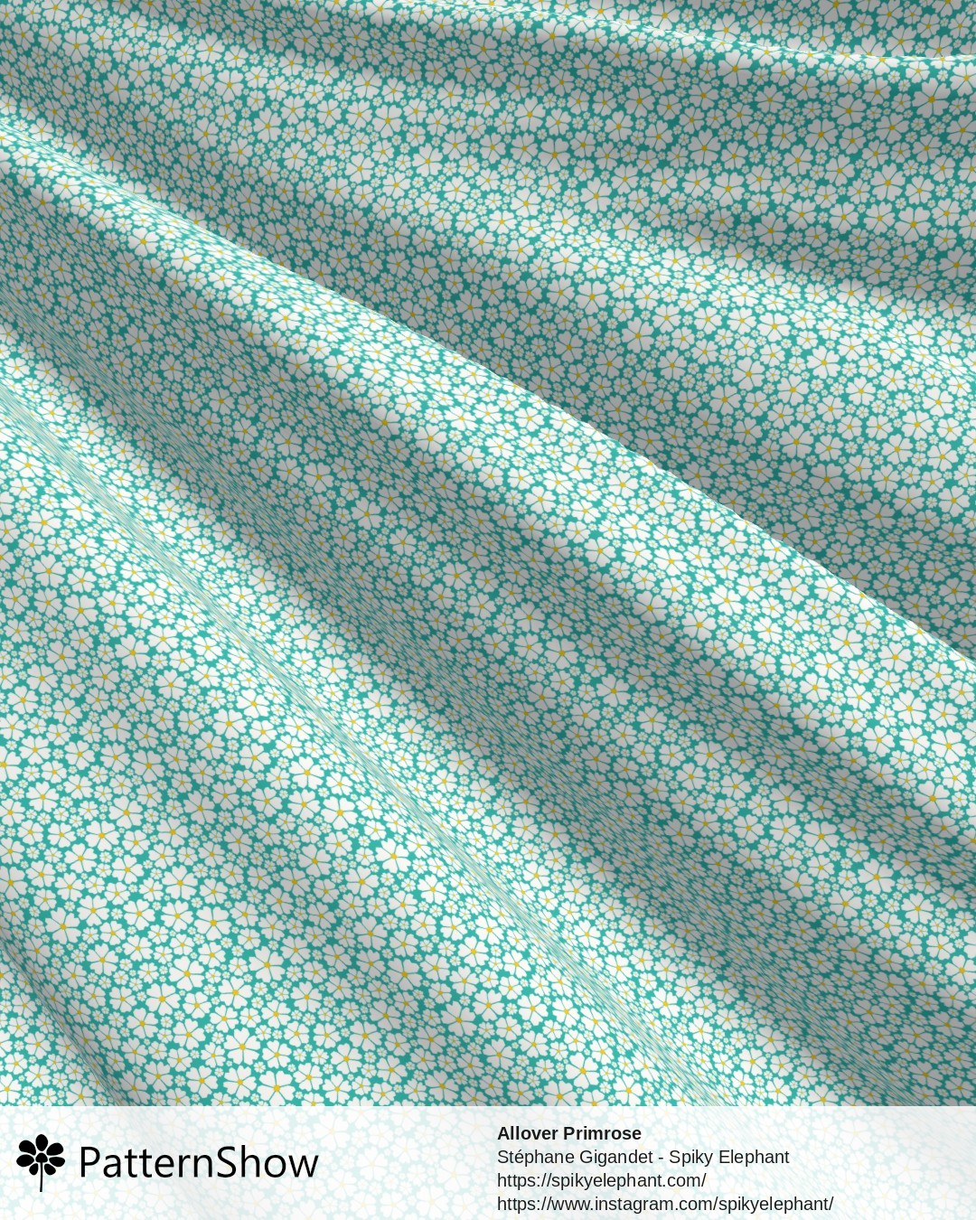 Allover Primrose - White on Teal