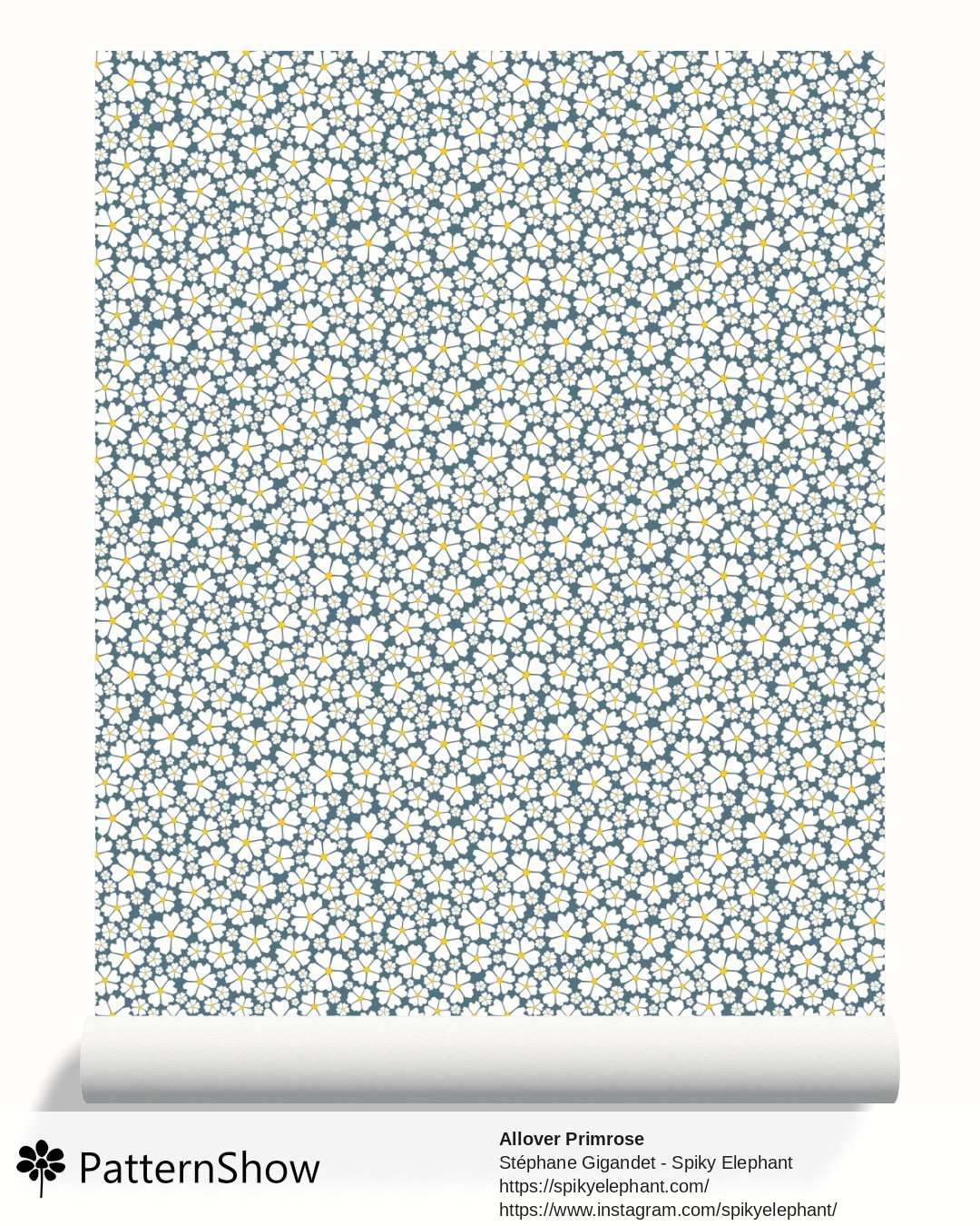 Allover Primrose wallpaper - White on Grey